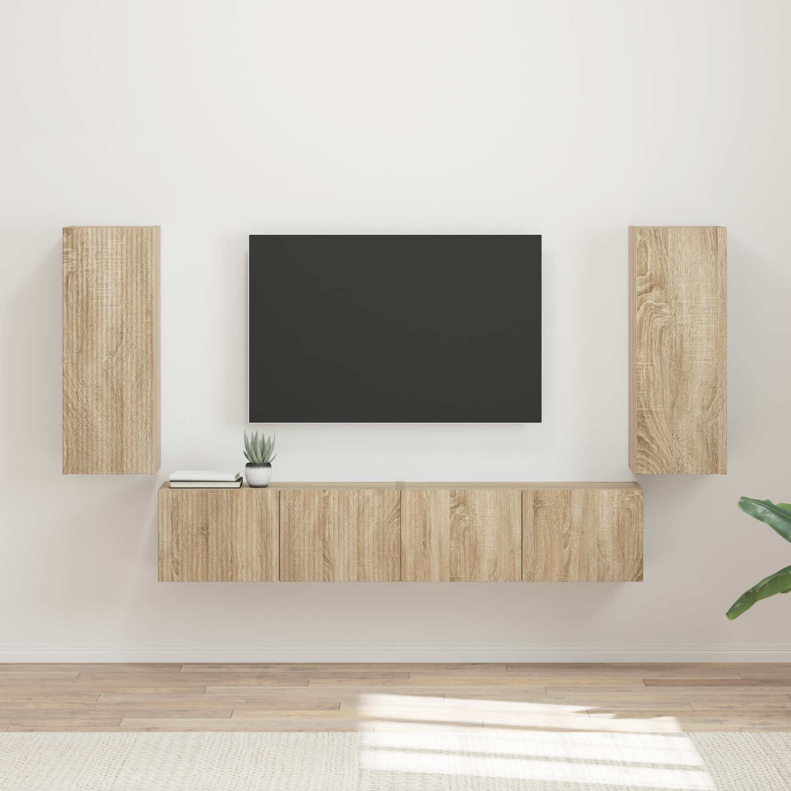 TV-Wandregal-Set 4 stk. Sonoma-Eiche Holzwerkstoff