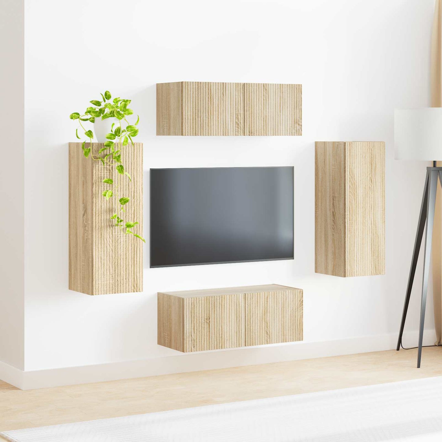 TV-Wandregal-Set 4 stk. Sonoma-Eiche Holzwerkstoff