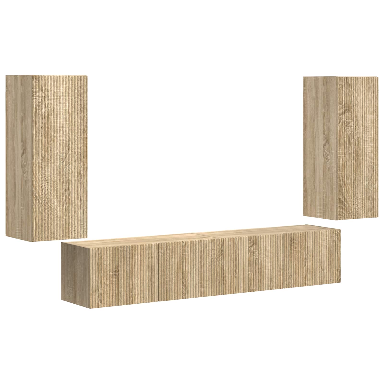 TV-Wandregal-Set 4 stk. Sonoma-Eiche Holzwerkstoff