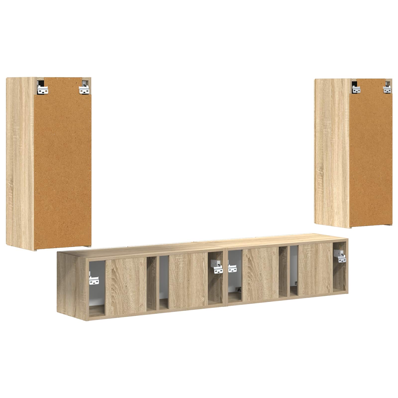 TV-Wandregal-Set 4 stk. Sonoma-Eiche Holzwerkstoff