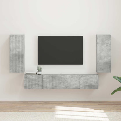 TV-Wandregal-Set 4 stk. Beton Grau Holzwerkstoff