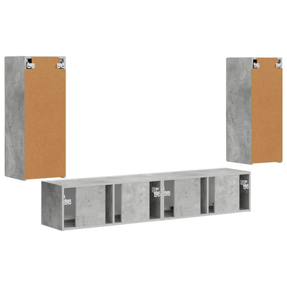 TV-Wandregal-Set 4 stk. Beton Grau Holzwerkstoff
