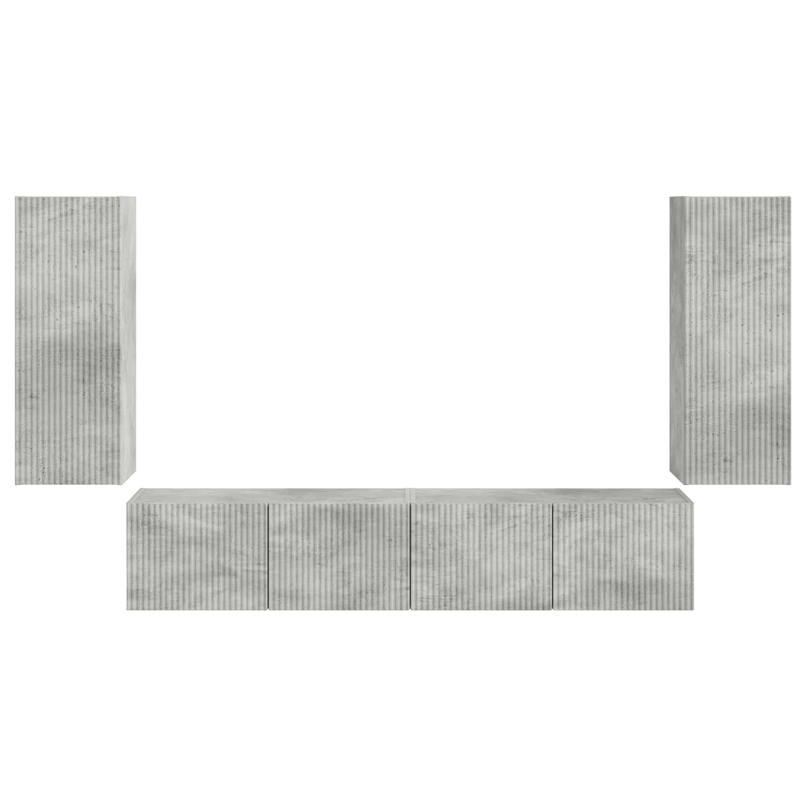 TV-Wandregal-Set Wandmontiert 4 pcs Beton Grau Holzwerkstoff