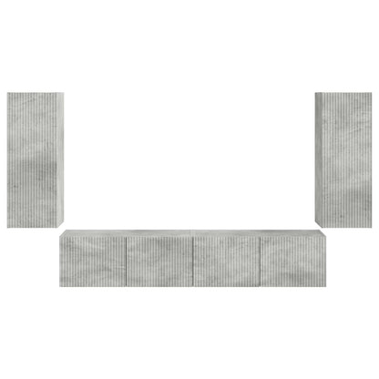 TV-Wandregal-Set 4 stk. Beton Grau Holzwerkstoff