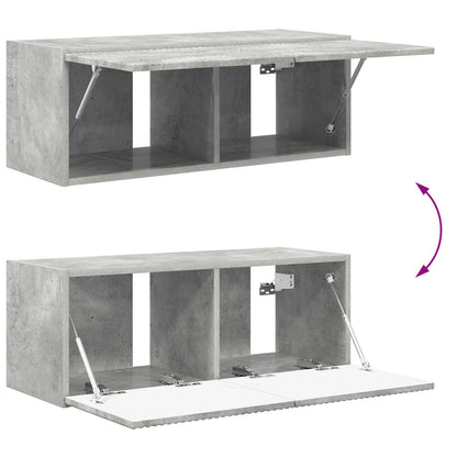 TV-Wandregal-Set 4 stk. Beton Grau Holzwerkstoff