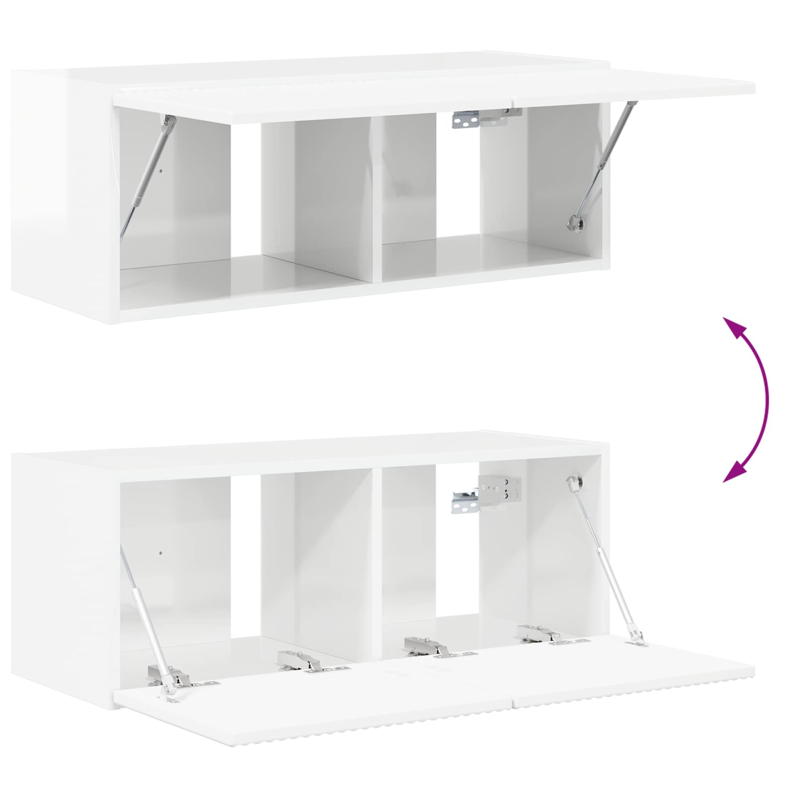 TV-Wandregal-Set 4 pcs Hochglanz Weiß Holzwerkstoff