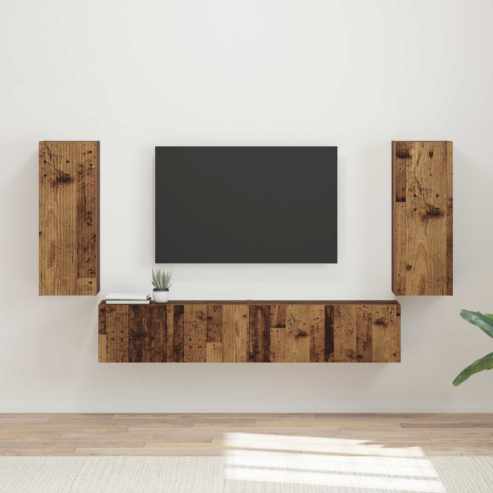 TV-Wandregal-Set 4 stk. Altholz Holzwerkstoff