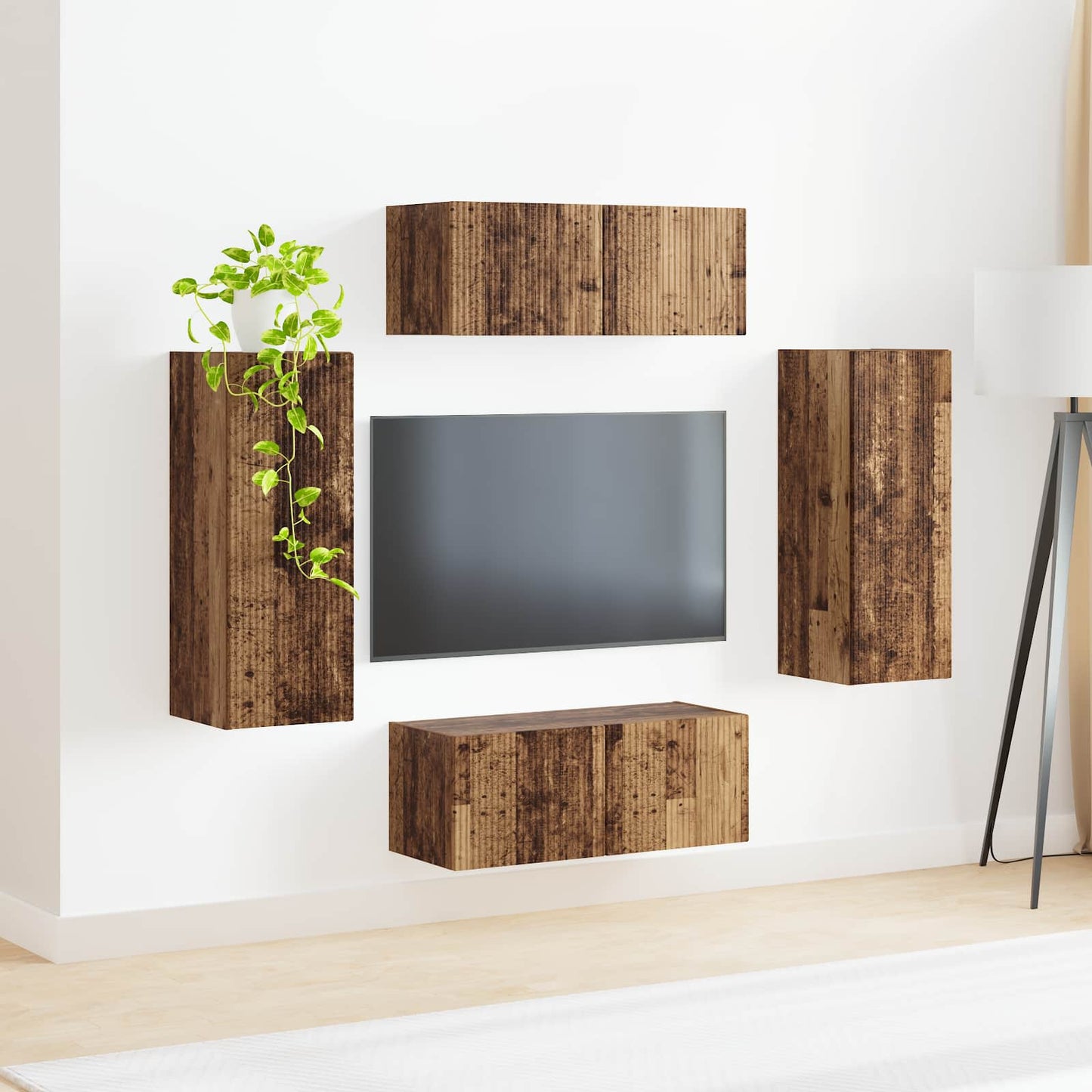 TV-Wandregal-Set 4 stk. Altholz Holzwerkstoff