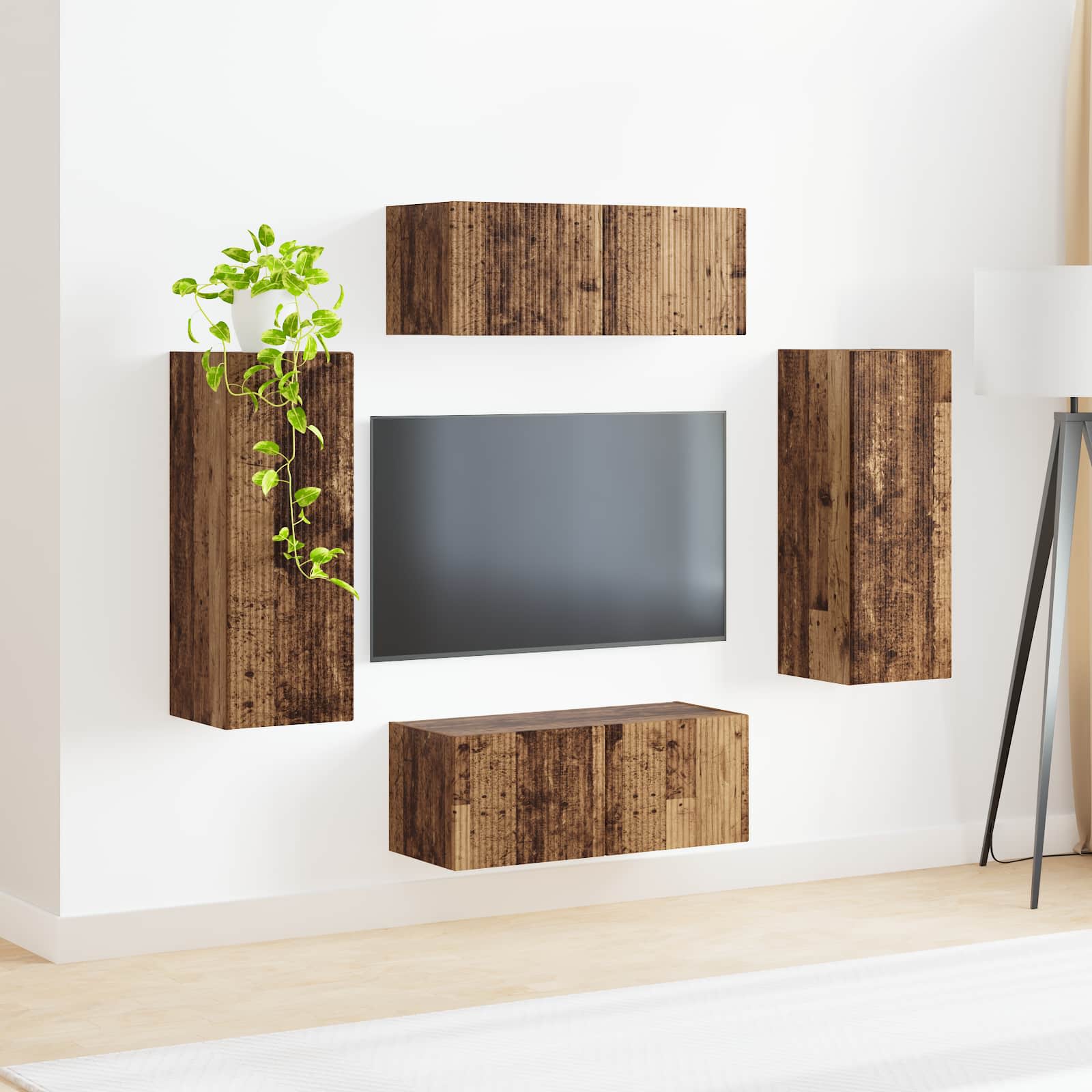TV-Wandregal-Set 4 stk. Altholz Holzwerkstoff