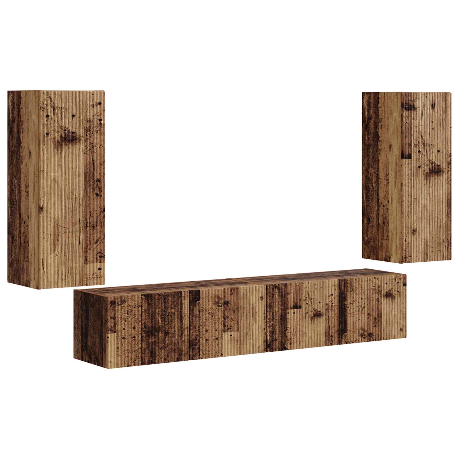 TV-Wandregal-Set 4 stk. Altholz Holzwerkstoff