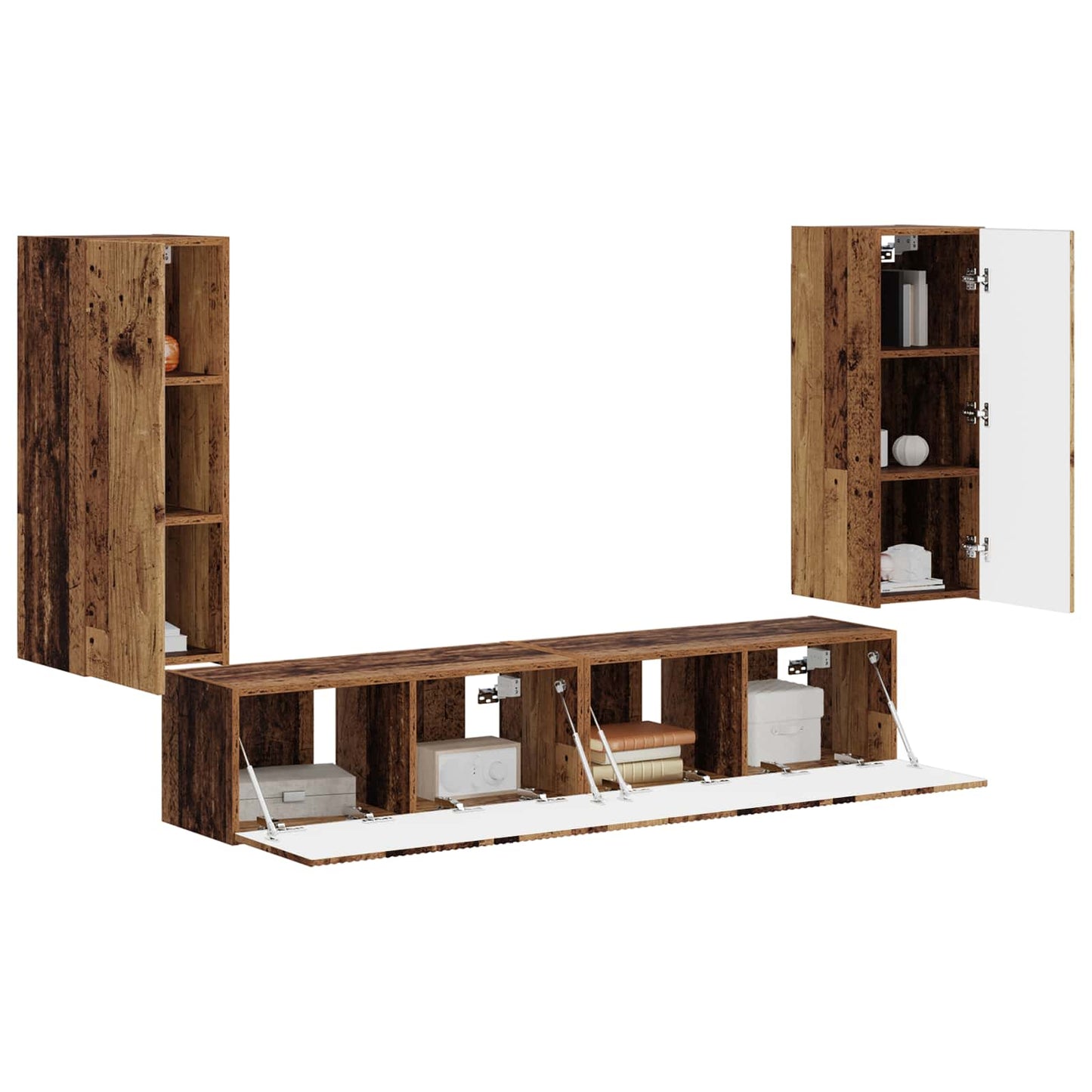 TV-Wandregal-Set 4 stk. Altholz Holzwerkstoff