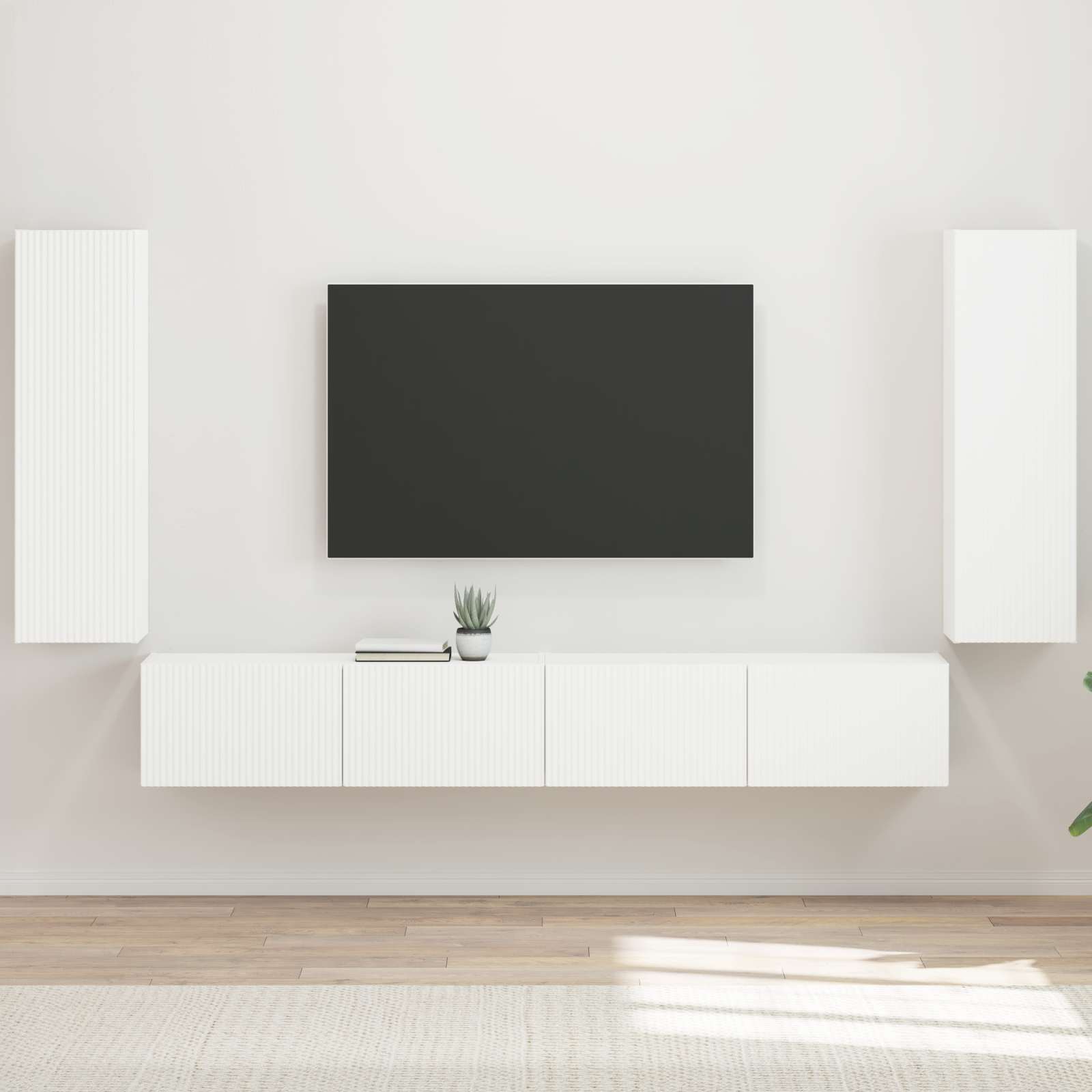 TV-Wandregal-Set 4 stk. Weiß Holzwerkstoff