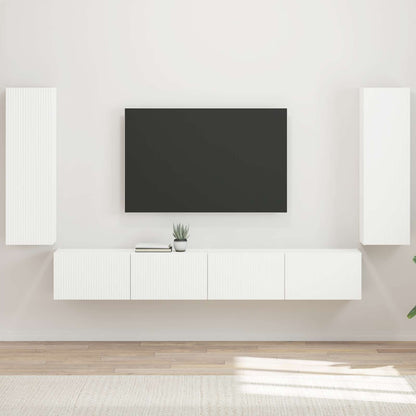 TV-Wandregal-Set 4 stk. Weiß Holzwerkstoff