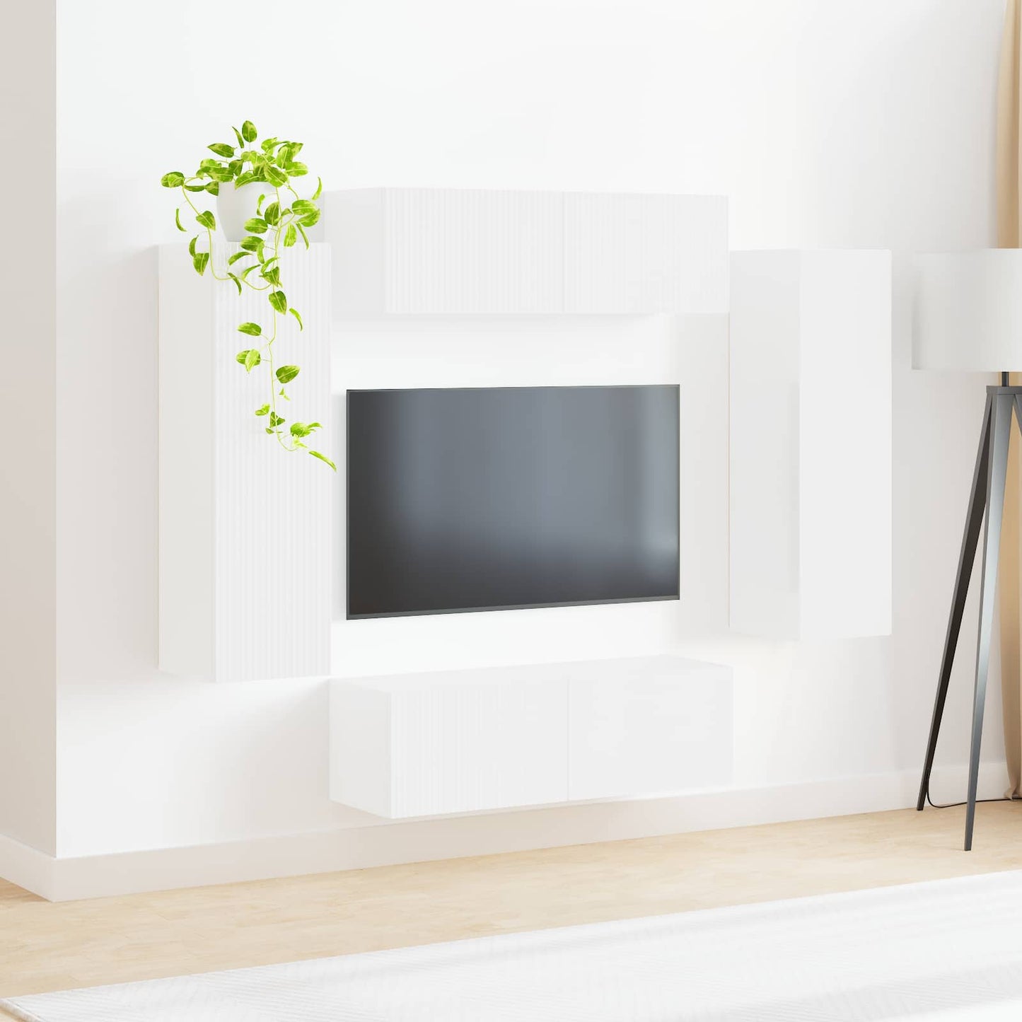 TV-Wandregal-Set 4 stk. Weiß Holzwerkstoff