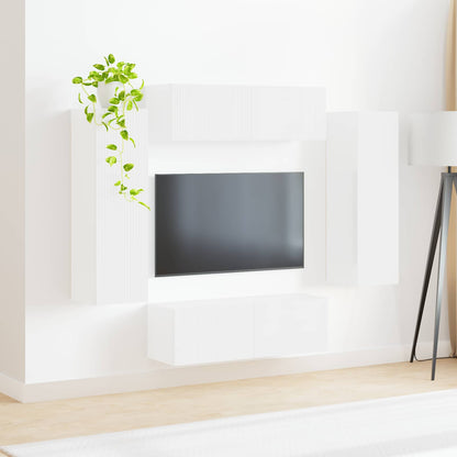 TV-Wandregal-Set 4 stk. Weiß Holzwerkstoff