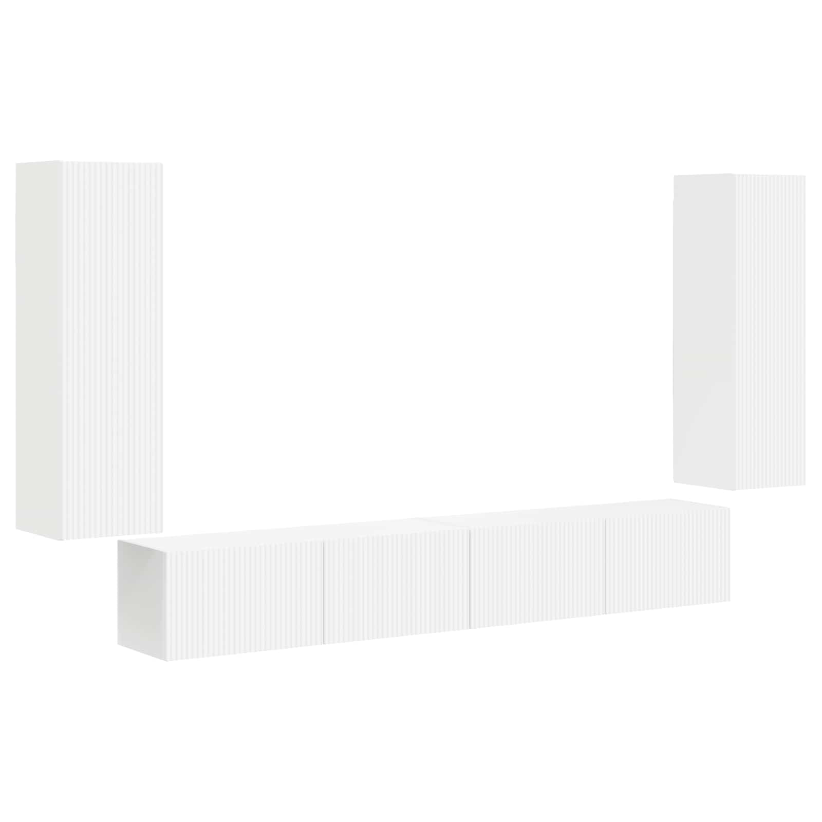 TV-Wandregal-Set 4 stk. Weiß Holzwerkstoff