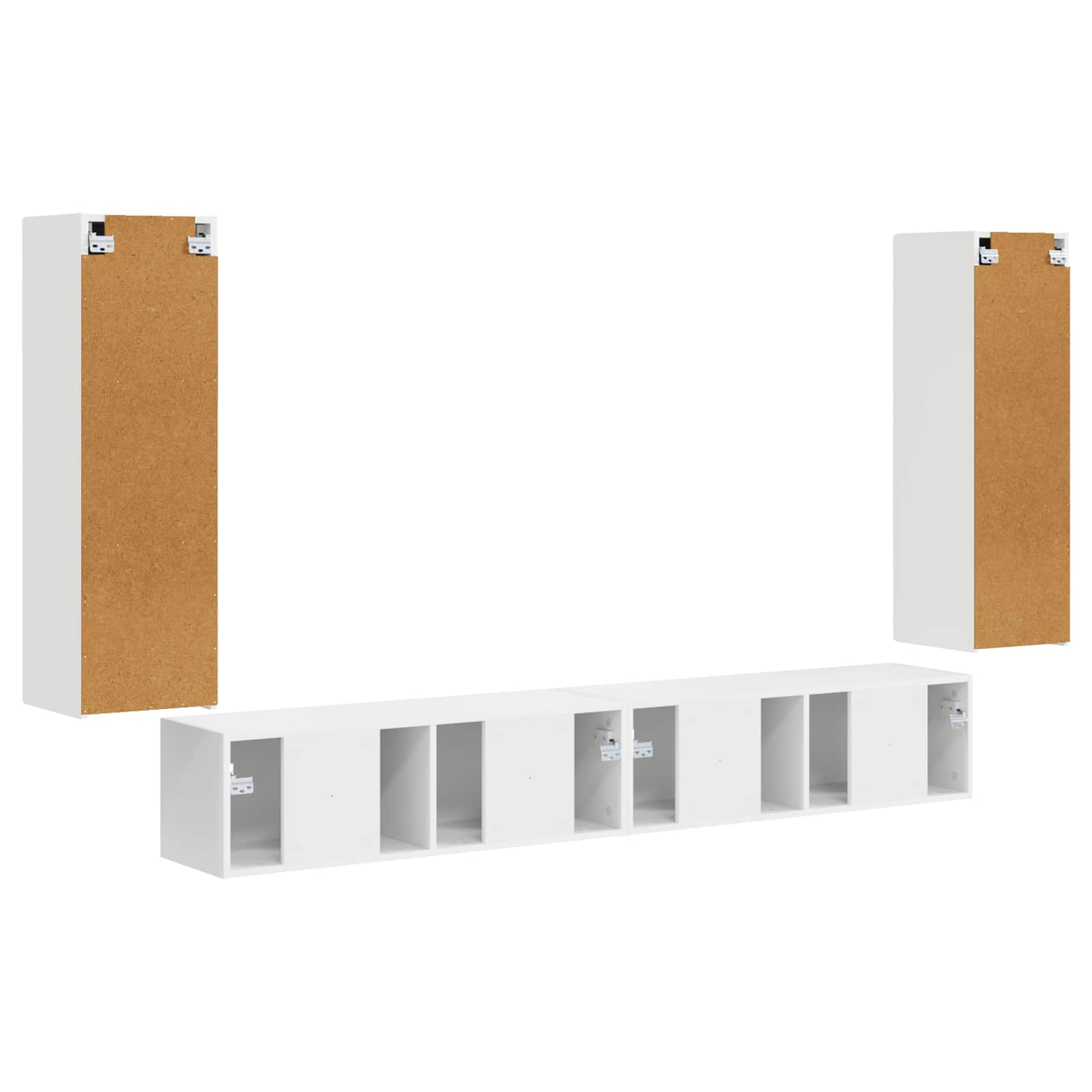 TV-Wandregal-Set 4 stk. Weiß Holzwerkstoff