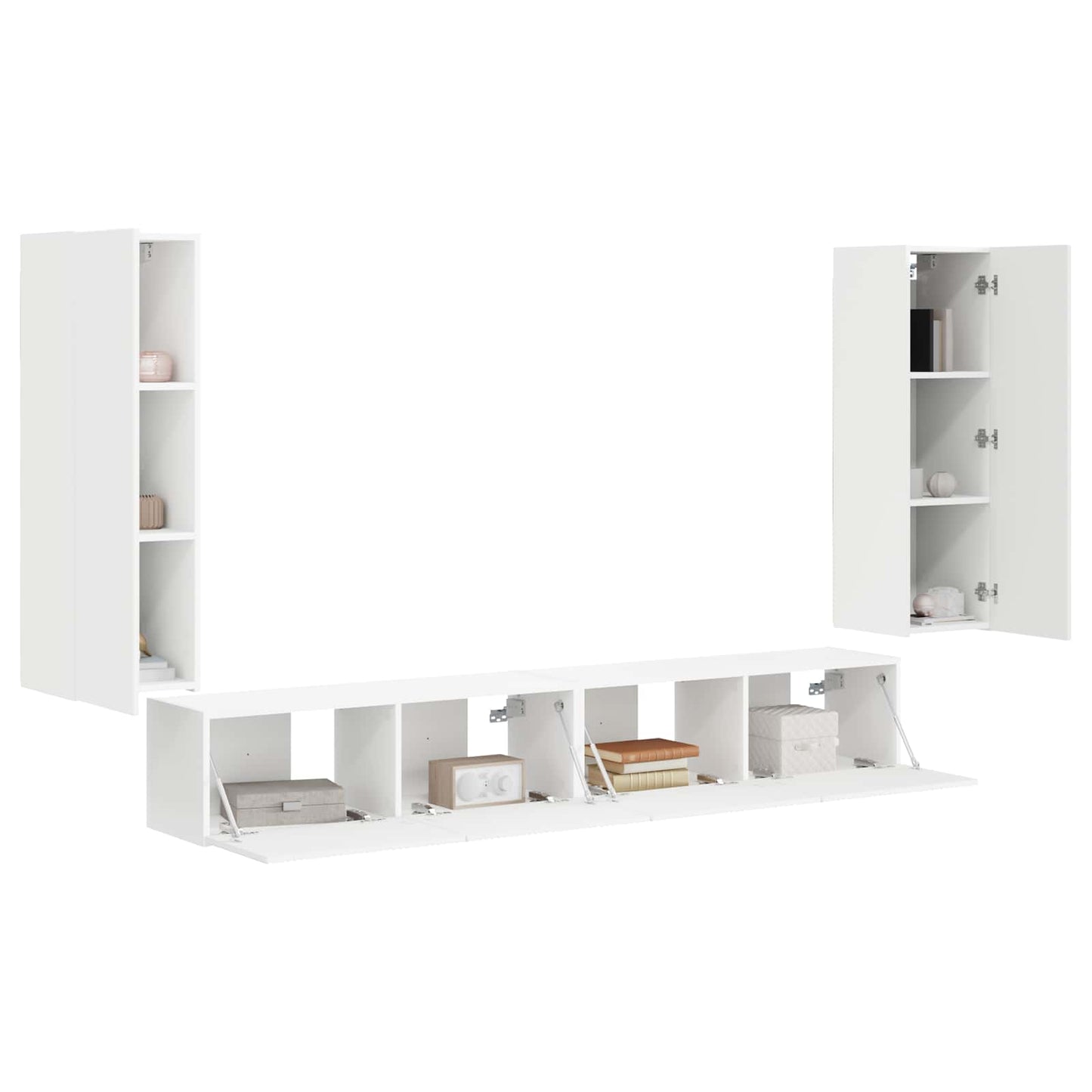 TV-Wandregal-Set 4 stk. Weiß Holzwerkstoff