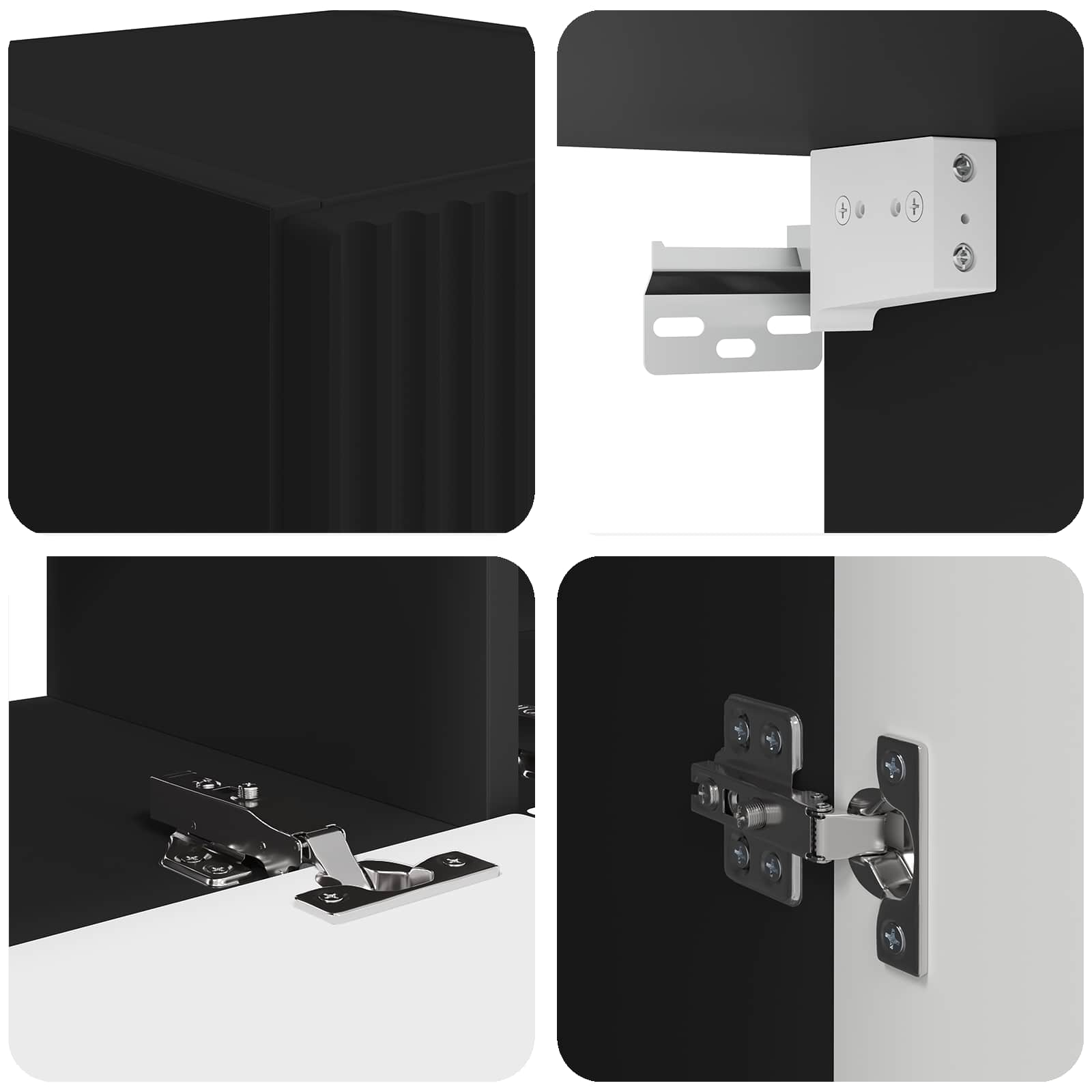 TV-Wandregal-Set 4 stk. Schwarz Holzwerkstoff