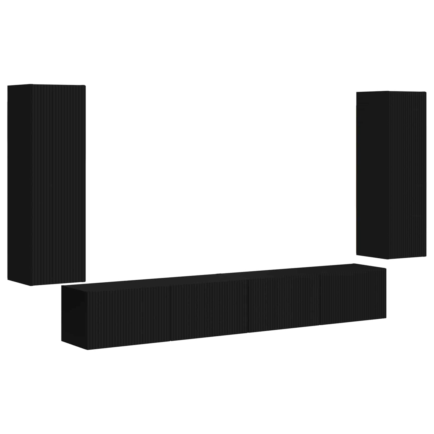TV-Wandregal-Set 4 stk. Schwarz Holzwerkstoff
