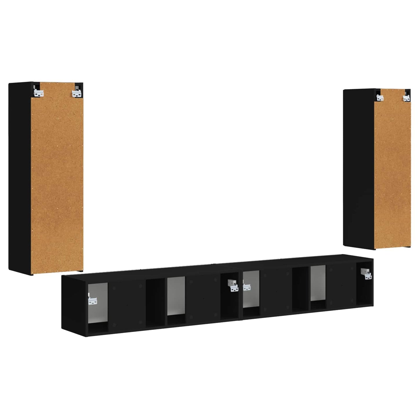 TV-Wandregal-Set 4 stk. Schwarz Holzwerkstoff