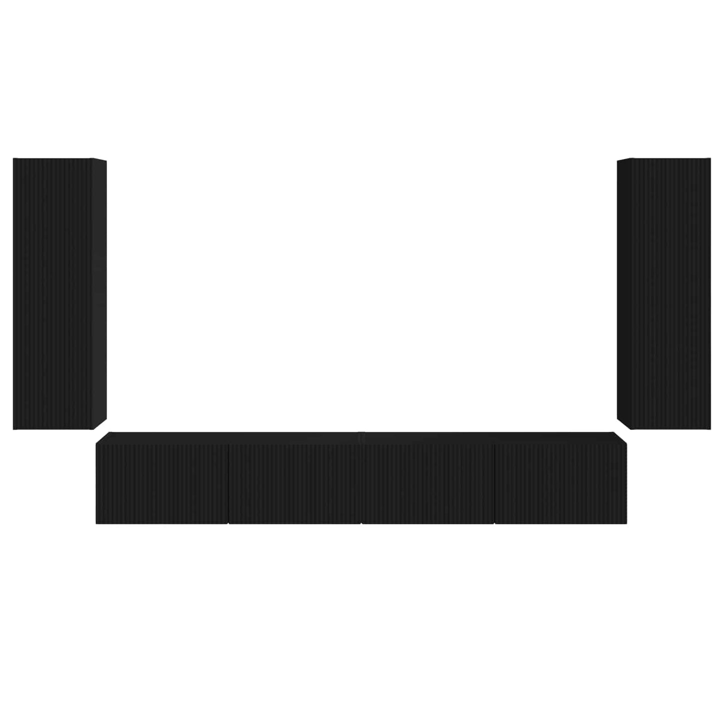 TV-Wandregal-Set 4 stk. Schwarz Holzwerkstoff