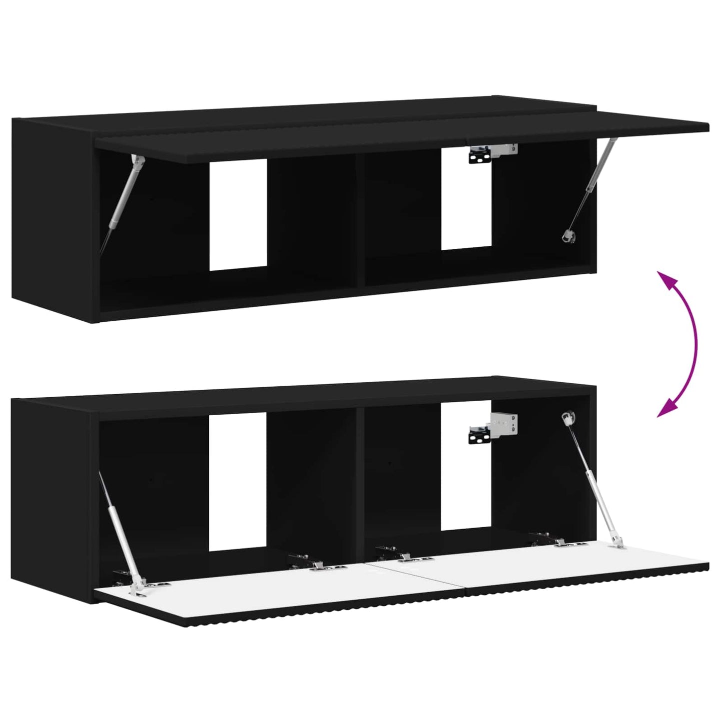 TV-Wandregal-Set 4 stk. Schwarz Holzwerkstoff