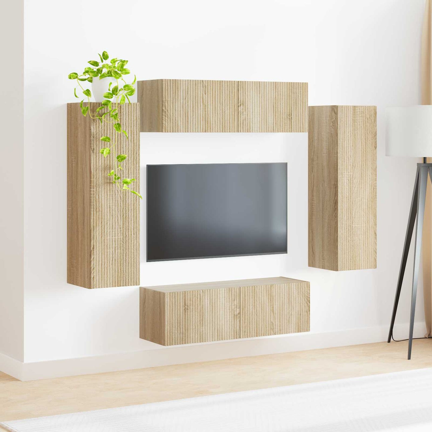 TV-Wandregal-Set 4 stk. Sonoma-Eiche Holzwerkstoff