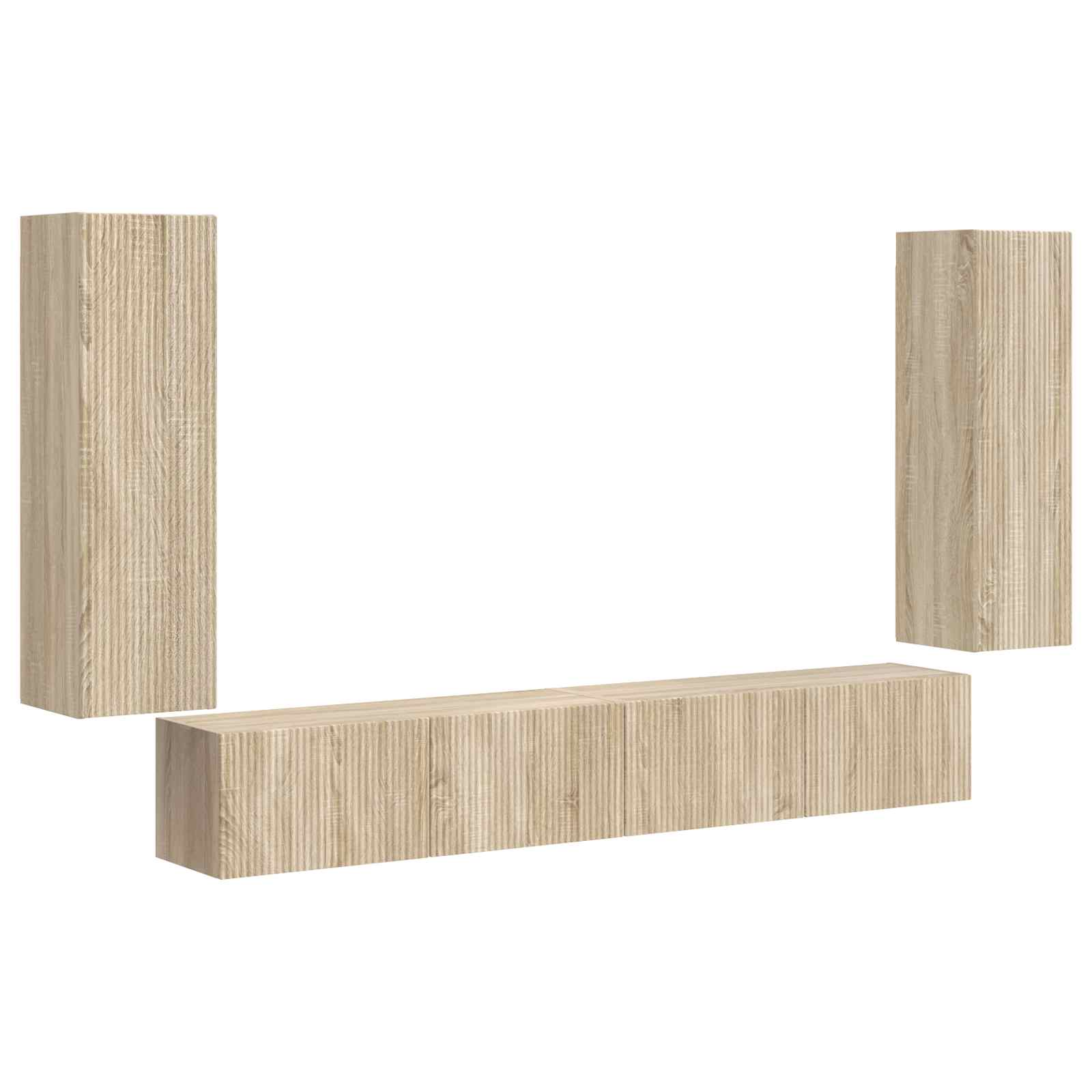 TV-Wandregal-Set 4 stk. Sonoma-Eiche Holzwerkstoff