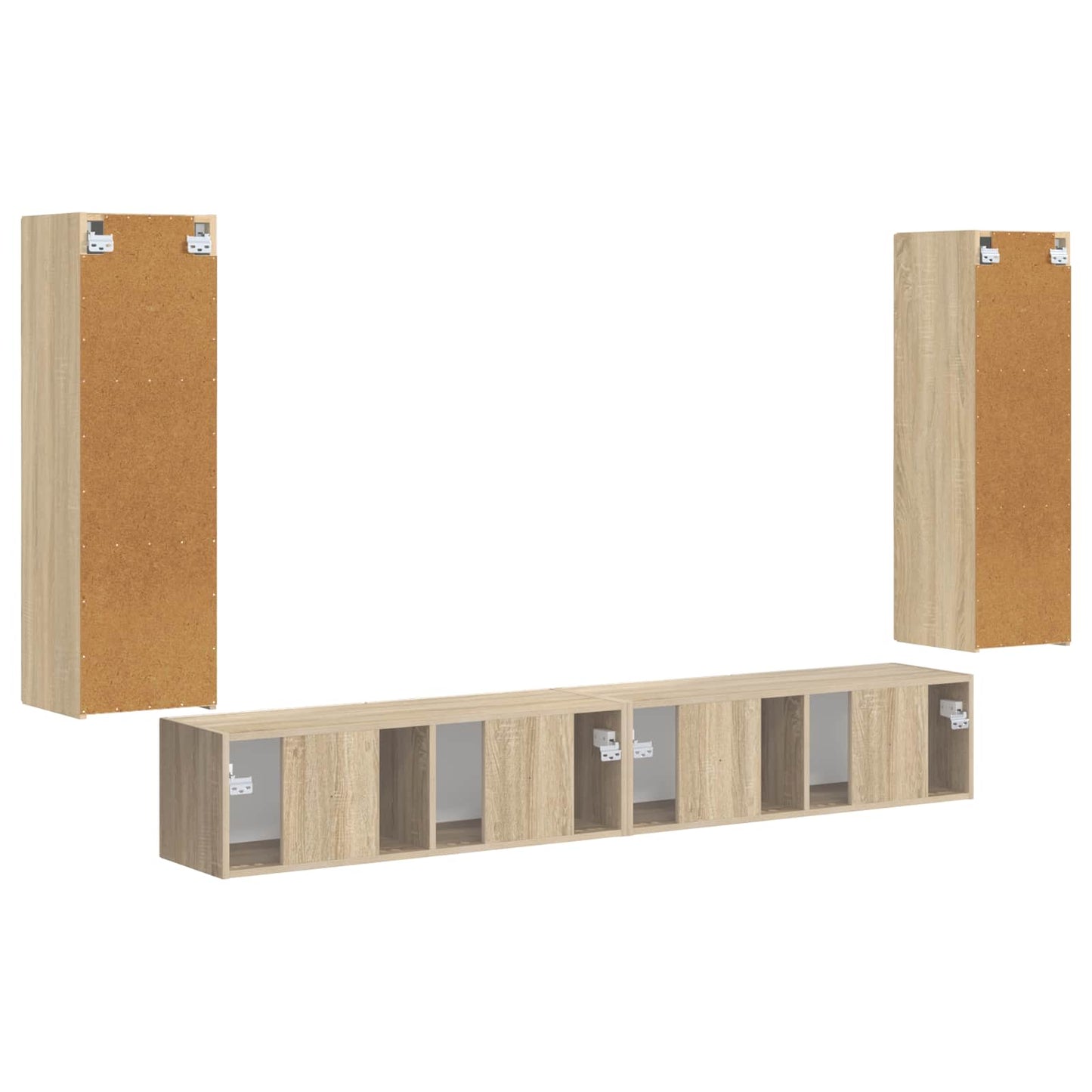TV-Wandregal-Set 4 stk. Sonoma-Eiche Holzwerkstoff
