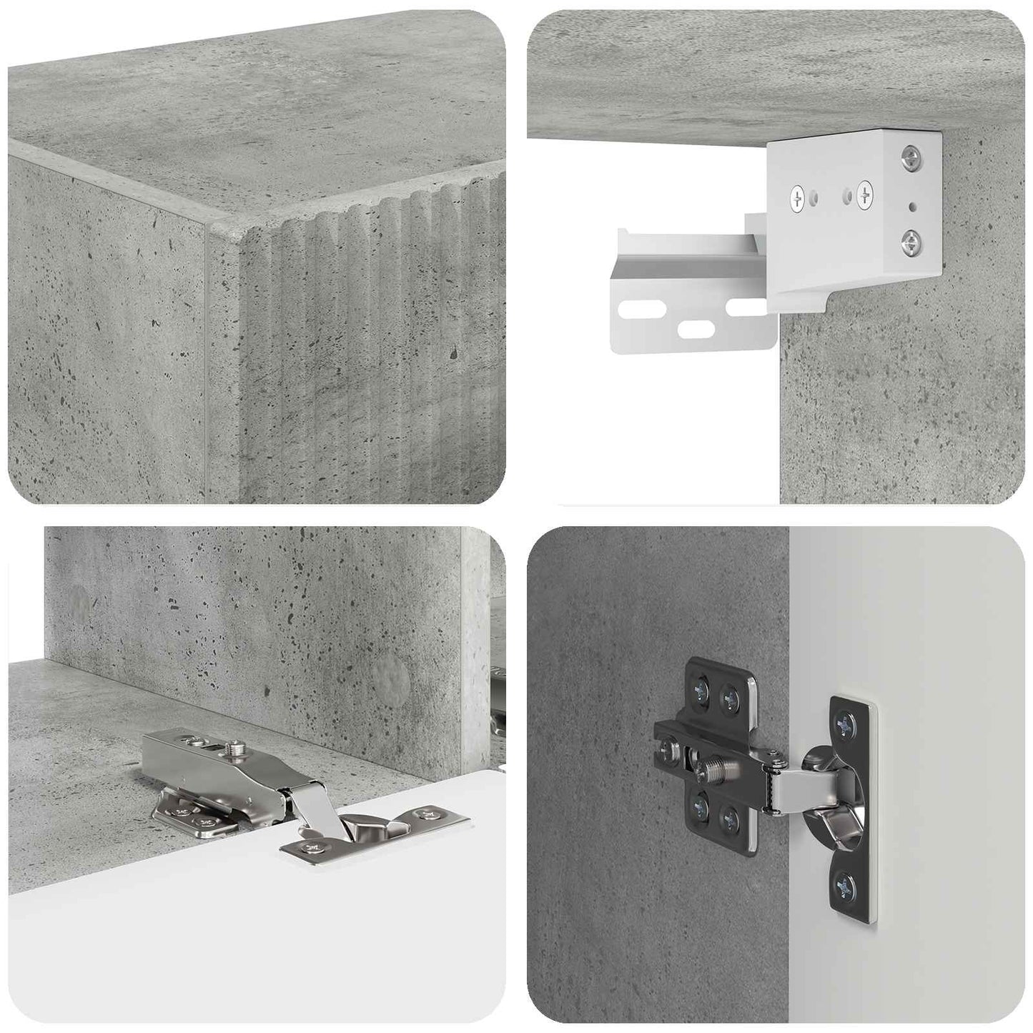 TV-Wandregal-Set Wandmontiert 4 pcs Beton Grau Holzwerkstoff