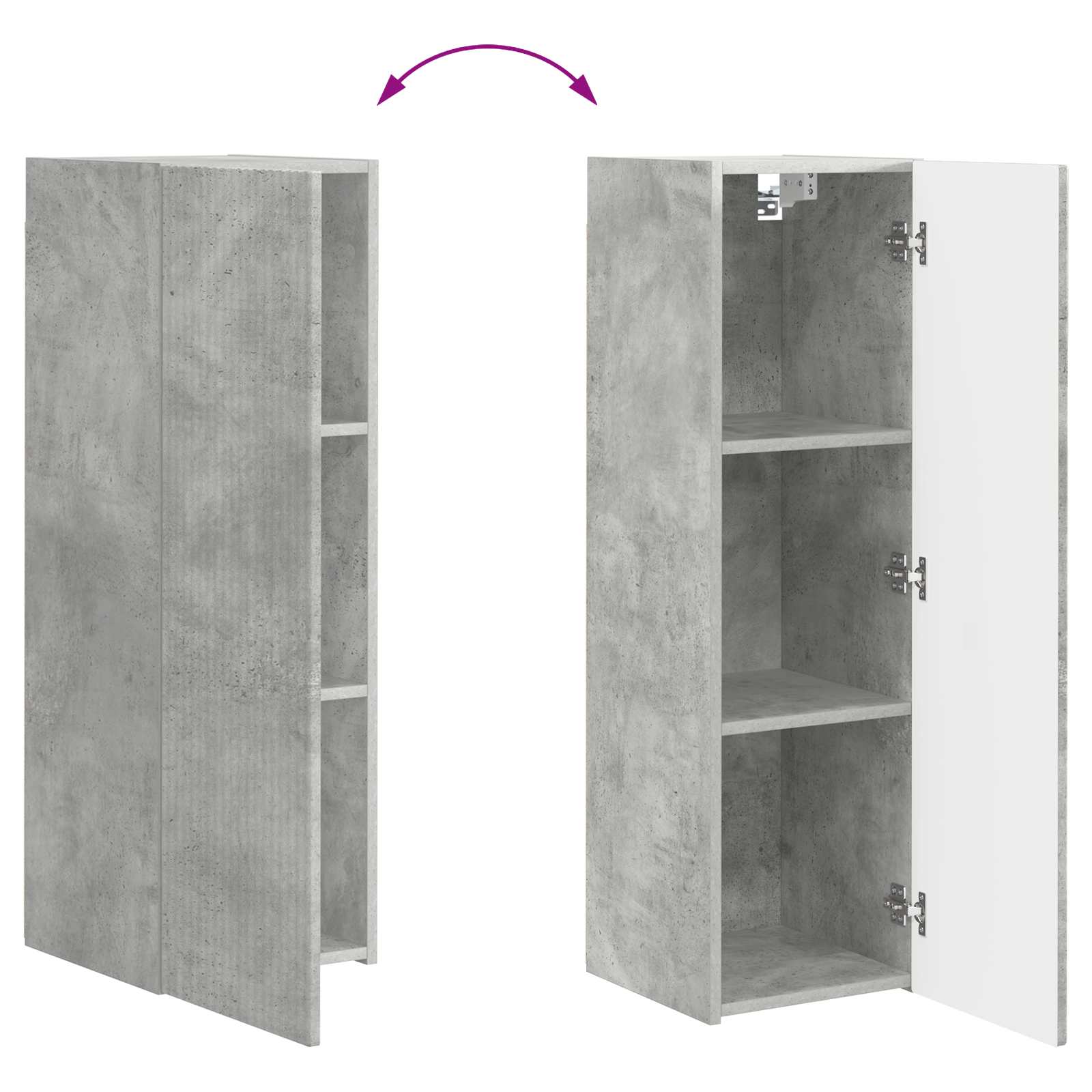 TV-Wandregal-Set Wandmontiert 4 pcs Beton Grau Holzwerkstoff