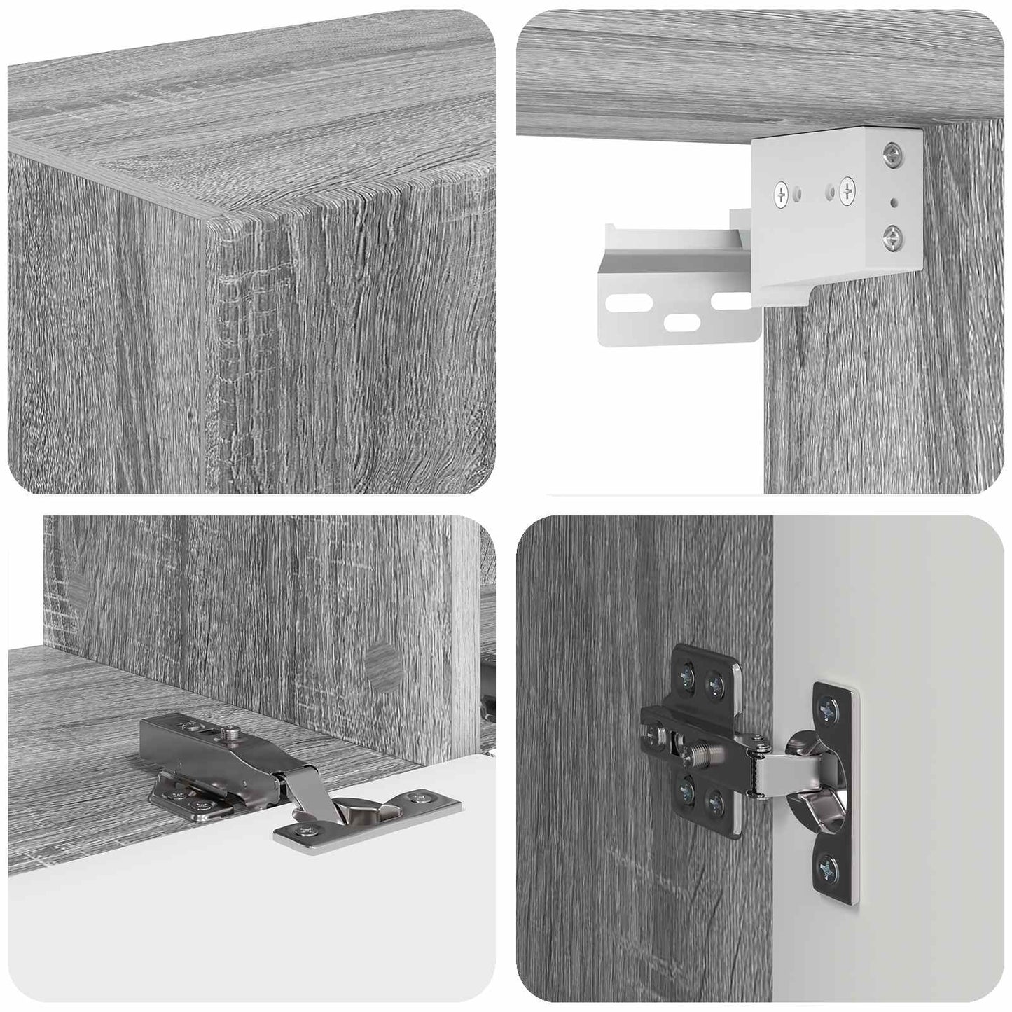 TV-Wandregal-Set 4 stk. Sonoma-Grau Holzwerkstoff