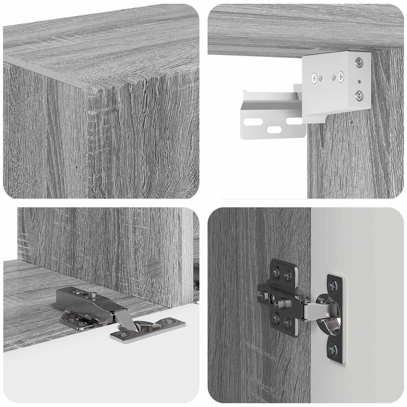 TV-Wandregal-Set 4 stk. Sonoma-Grau Holzwerkstoff
