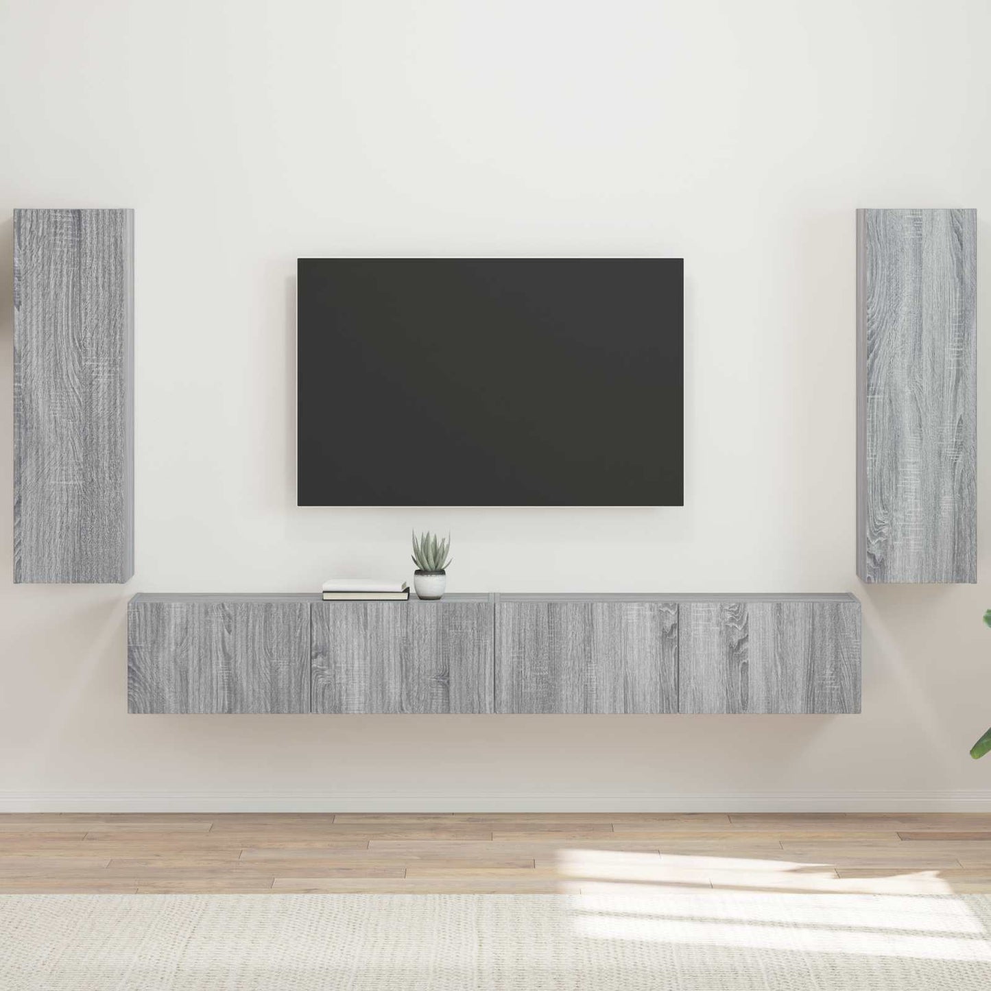 TV-Wandregal-Set 4 stk. Sonoma-Grau Holzwerkstoff