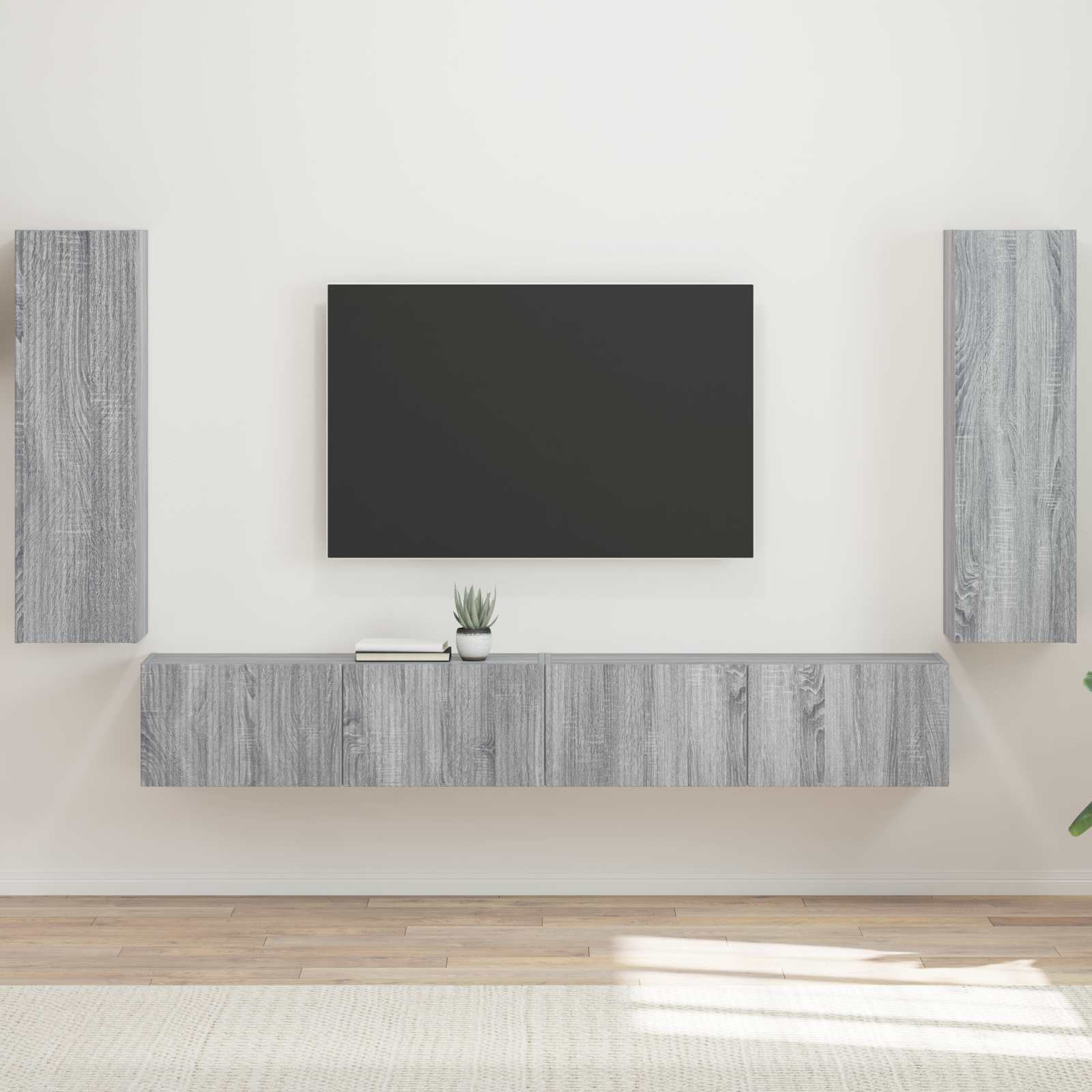 TV-Wandregal-Set 4 stk. Sonoma-Grau Holzwerkstoff