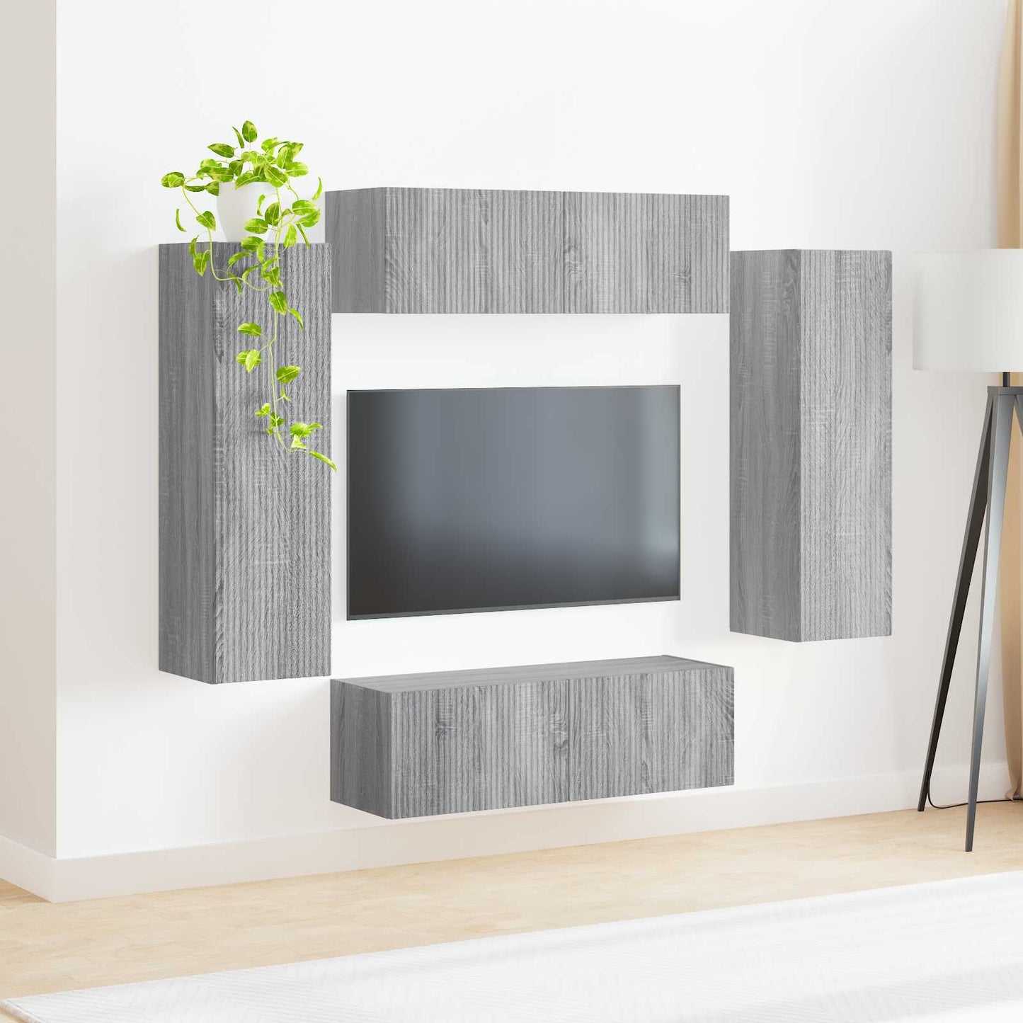 TV-Wandregal-Set 4 stk. Sonoma-Grau Holzwerkstoff