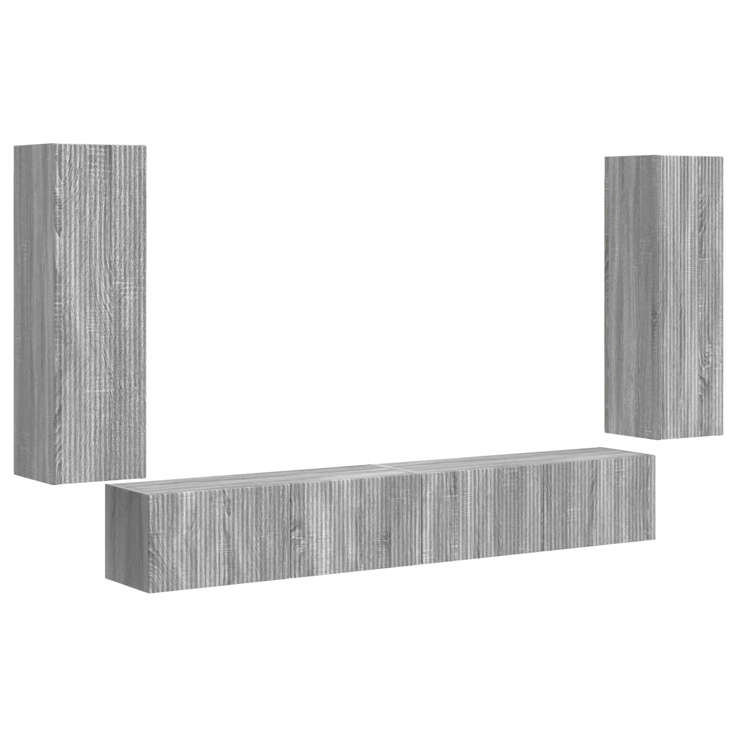 TV-Wandregal-Set 4 stk. Sonoma-Grau Holzwerkstoff