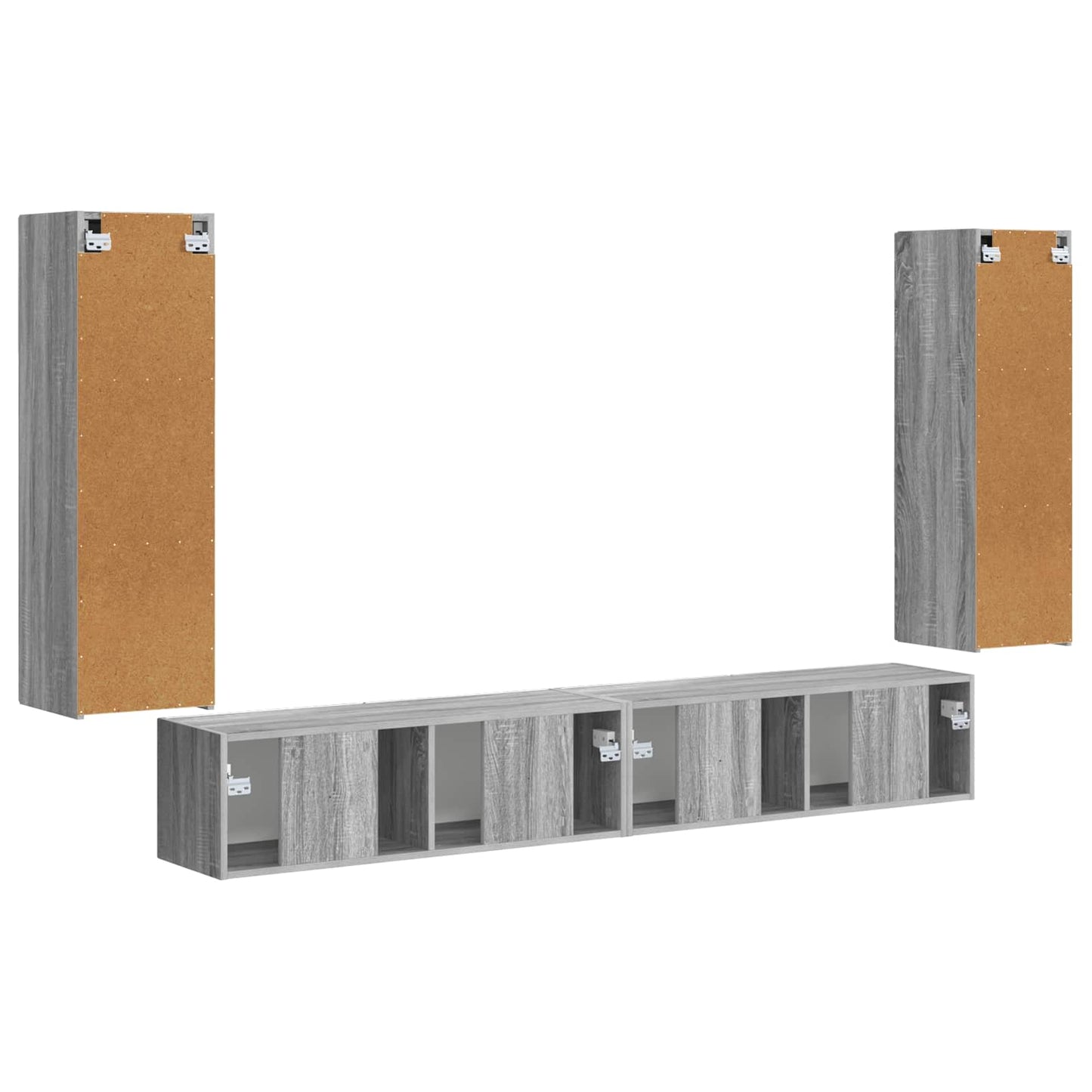TV-Wandregal-Set 4 stk. Sonoma-Grau Holzwerkstoff