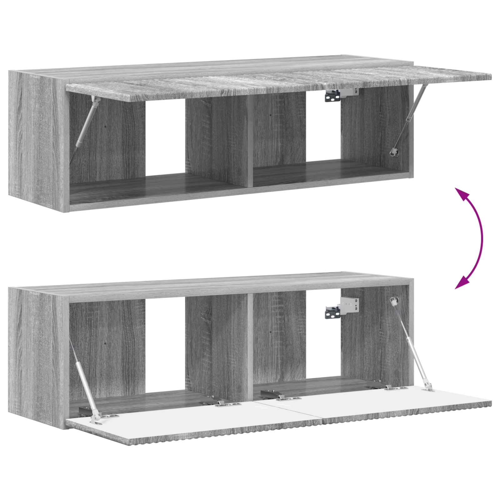 TV-Wandregal-Set 4 stk. Sonoma-Grau Holzwerkstoff