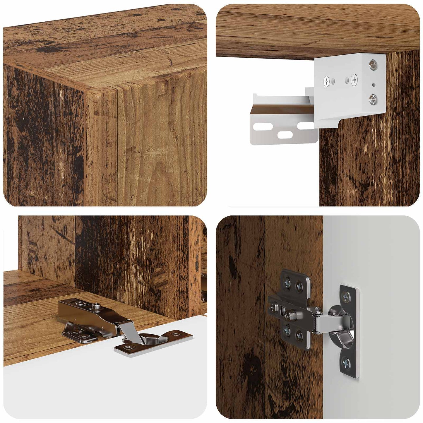 TV-Wandregal-Set 4 pcs 29,5 x 31 x 100 cm Altholz Holzwerkstoff
