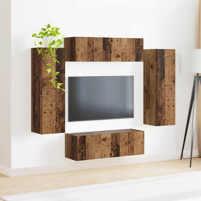 TV-Wandregal-Set 4 stk. Altholz Holzwerkstoff