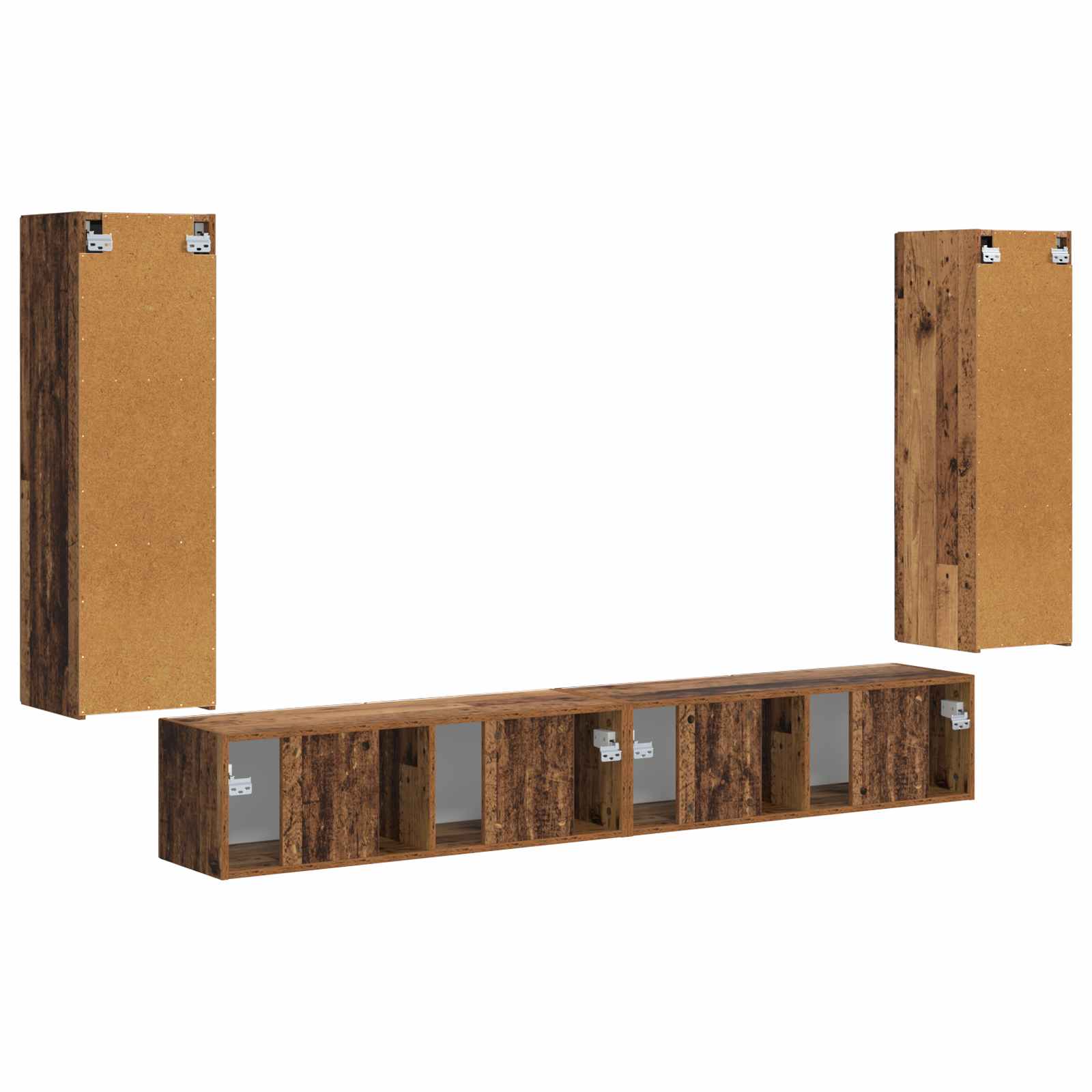 TV-Wandregal-Set 4 pcs 29,5 x 31 x 100 cm Altholz Holzwerkstoff