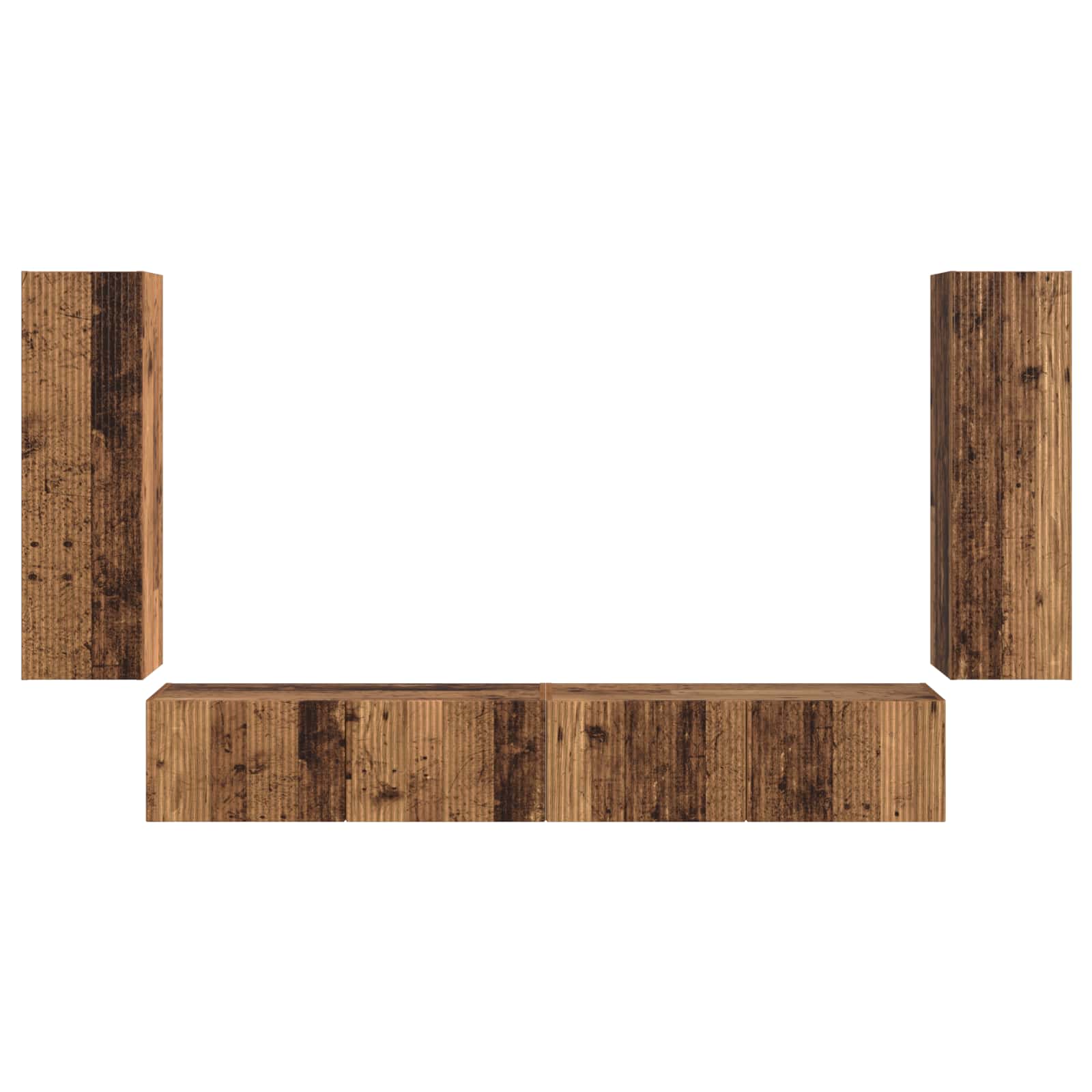 TV-Wandregal-Set 4 pcs 29,5 x 31 x 100 cm Altholz Holzwerkstoff
