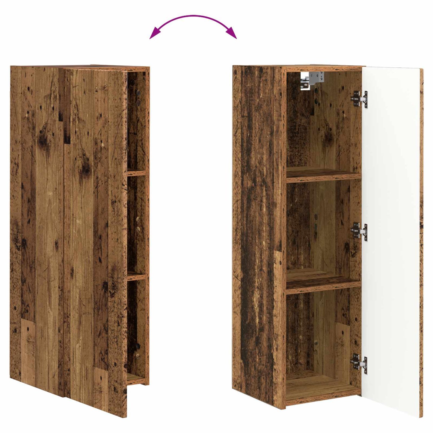 TV-Wandregal-Set 4 pcs 29,5 x 31 x 100 cm Altholz Holzwerkstoff