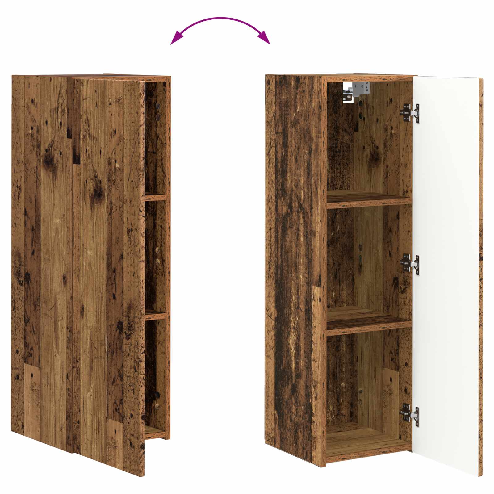 TV-Wandregal-Set 4 pcs 29,5 x 31 x 100 cm Altholz Holzwerkstoff