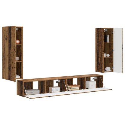 TV-Wandregal-Set 4 stk. Altholz Holzwerkstoff