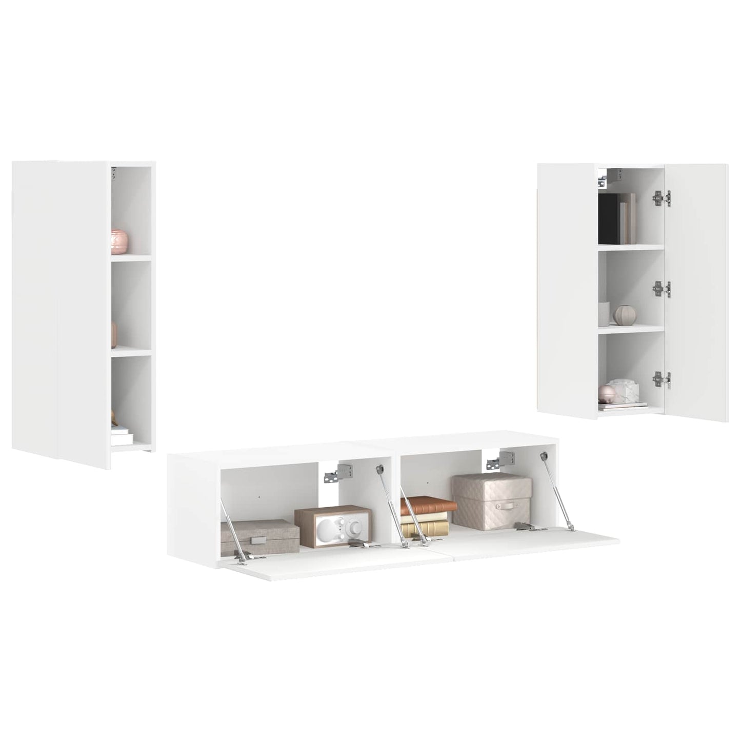 TV-Schrankset Wandmontiert 2 pcs Weiß Holzwerkstoff