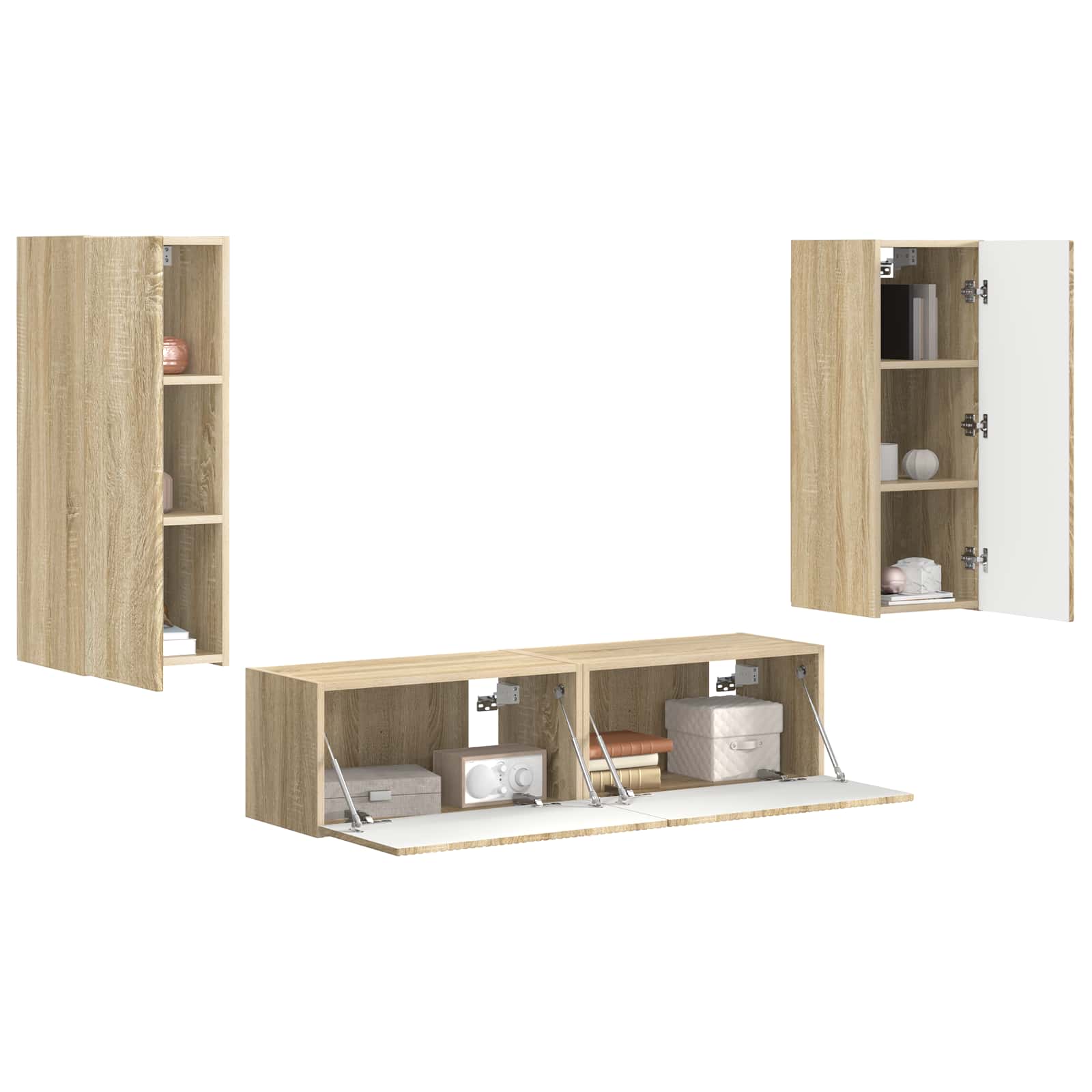 TV-Schrankset Wandmontiert 2 pcs Sonoma-Eiche Holzwerkstoff