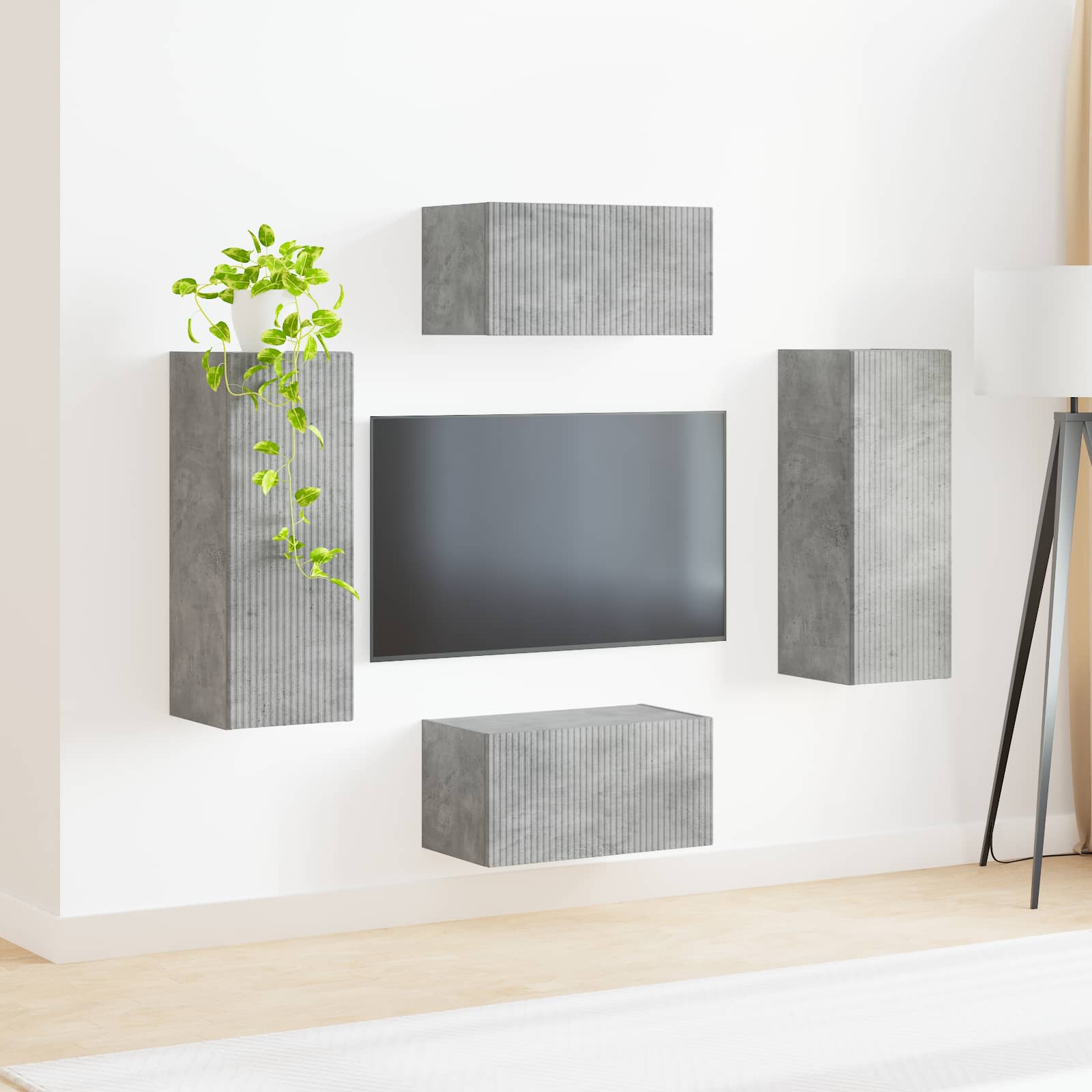 TV-Schrankset 2 stk. Beton Grau Holzwerkstoff